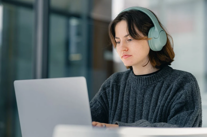 student wearing headphones